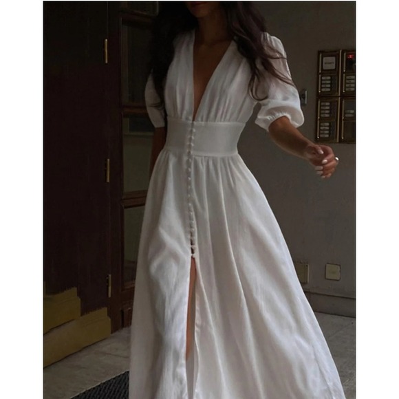 Commense Coastal Cowgirl White Maxi Dress Sundress Western Cottage M Bohemian - Picture 3 of 7